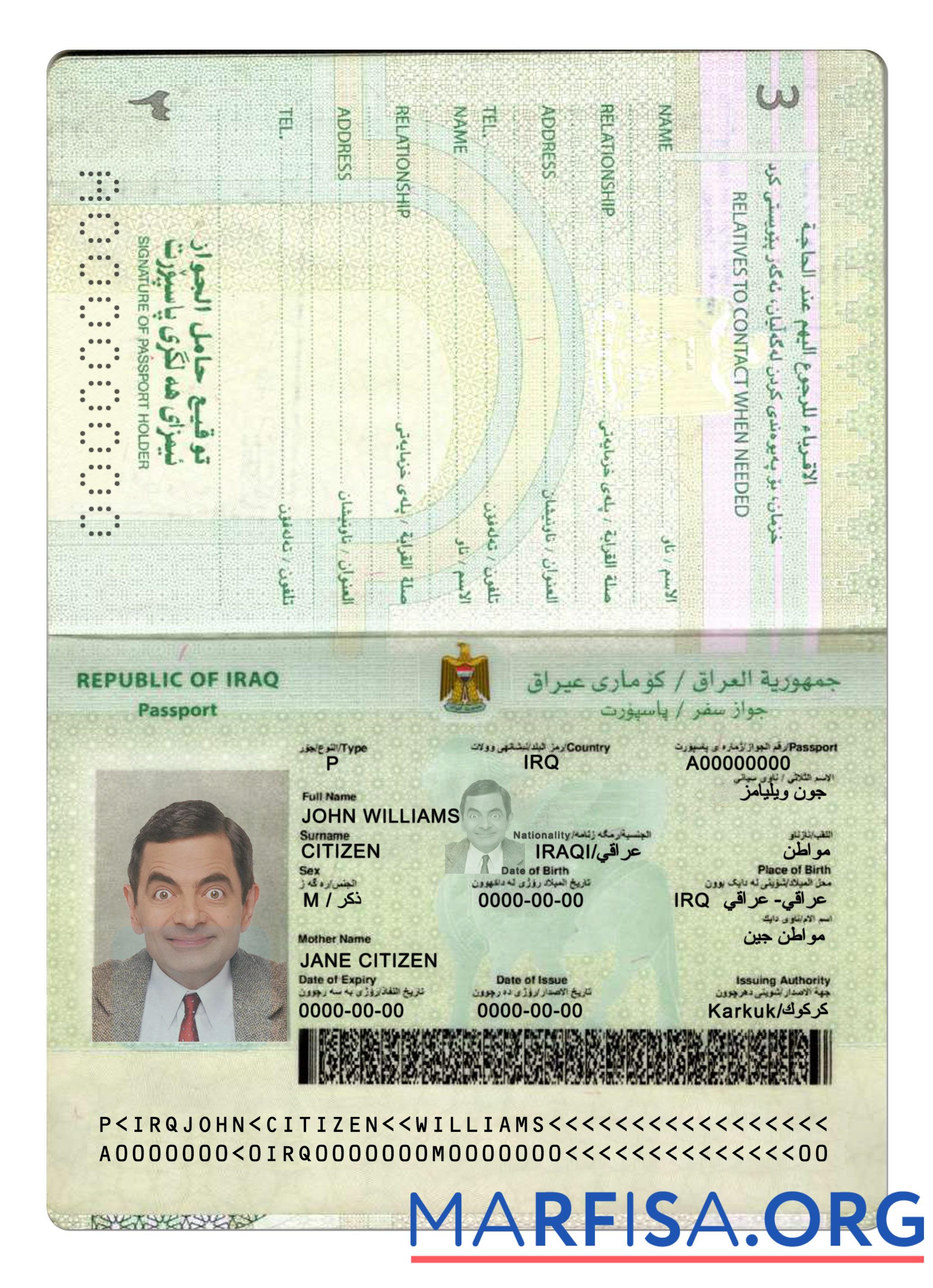 Downloadable Iraq new passport 2019 present download for verification